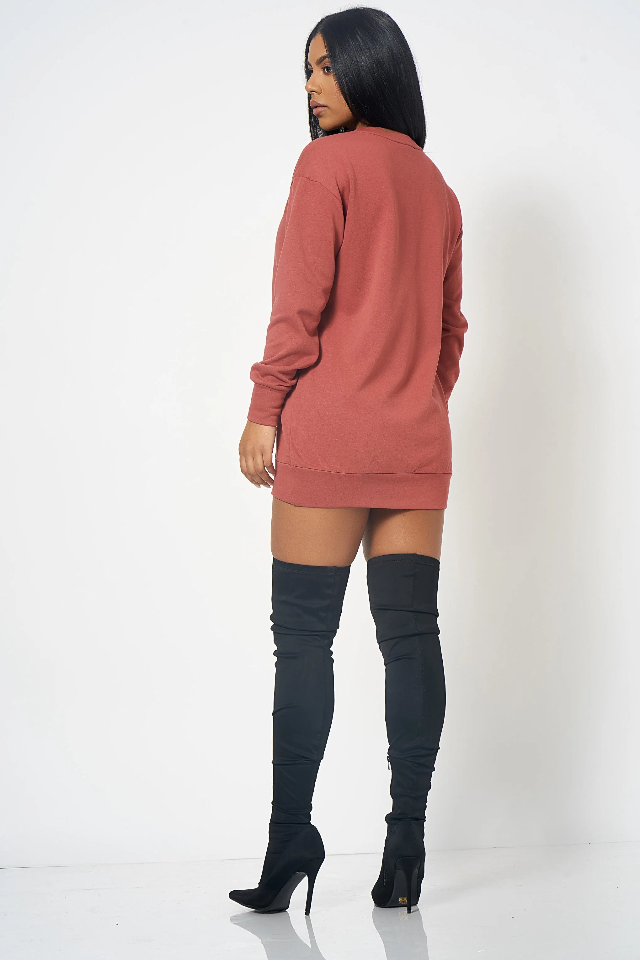 Dark Coral Sweatshirt Dress