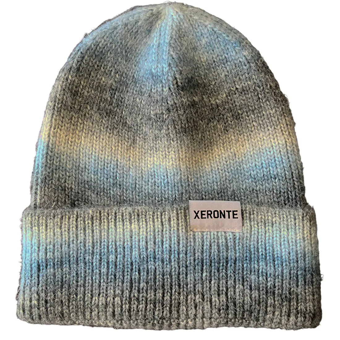 Dark Grey And Blue Marled Striped Beanie Hat