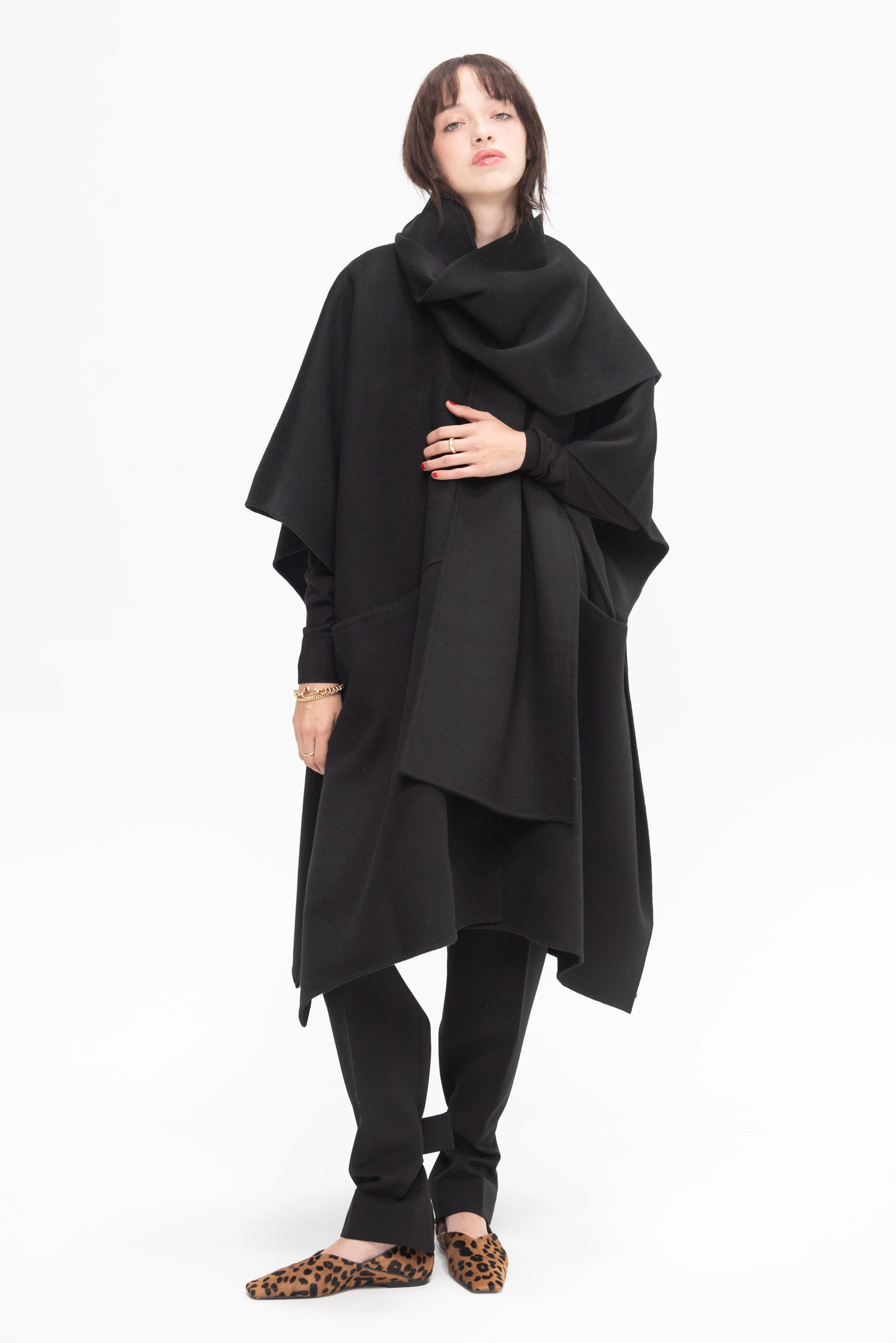 Doublé Scarf Coat, Black