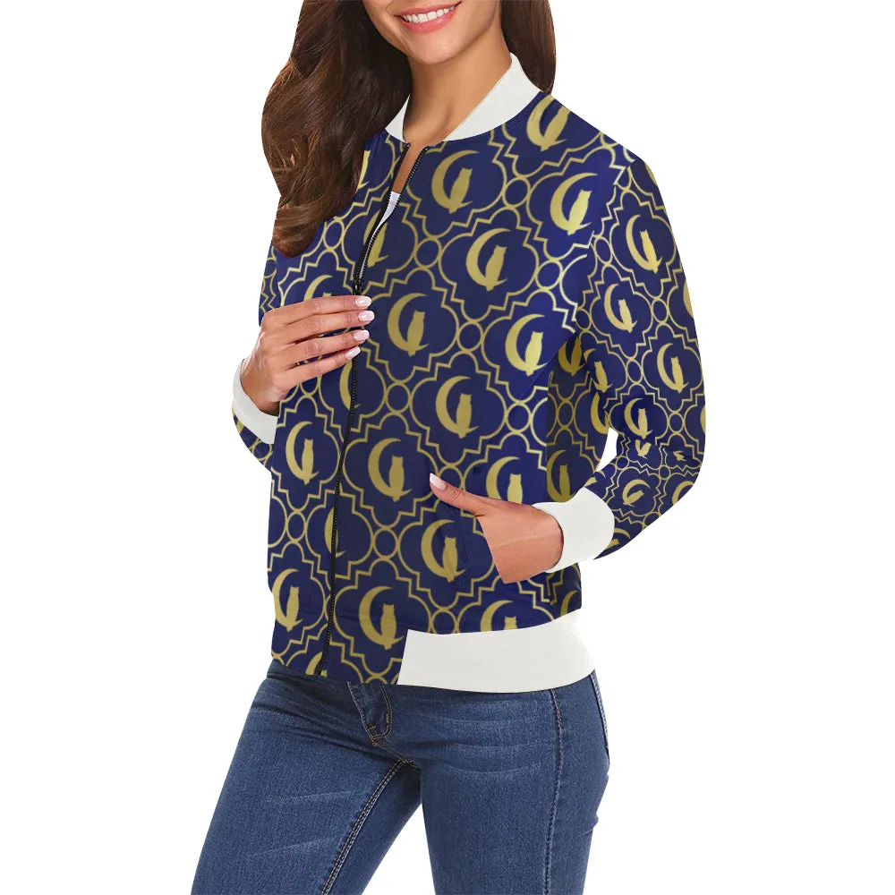 ELEGANCE OFFICIAL All Over Print Bomber Jacket for Women