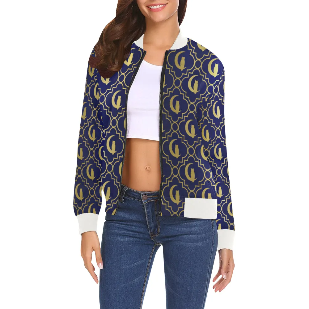 ELEGANCE OFFICIAL All Over Print Bomber Jacket for Women