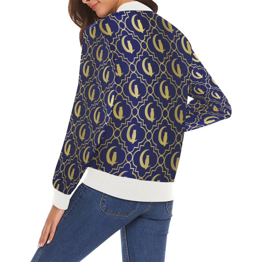 ELEGANCE OFFICIAL All Over Print Bomber Jacket for Women