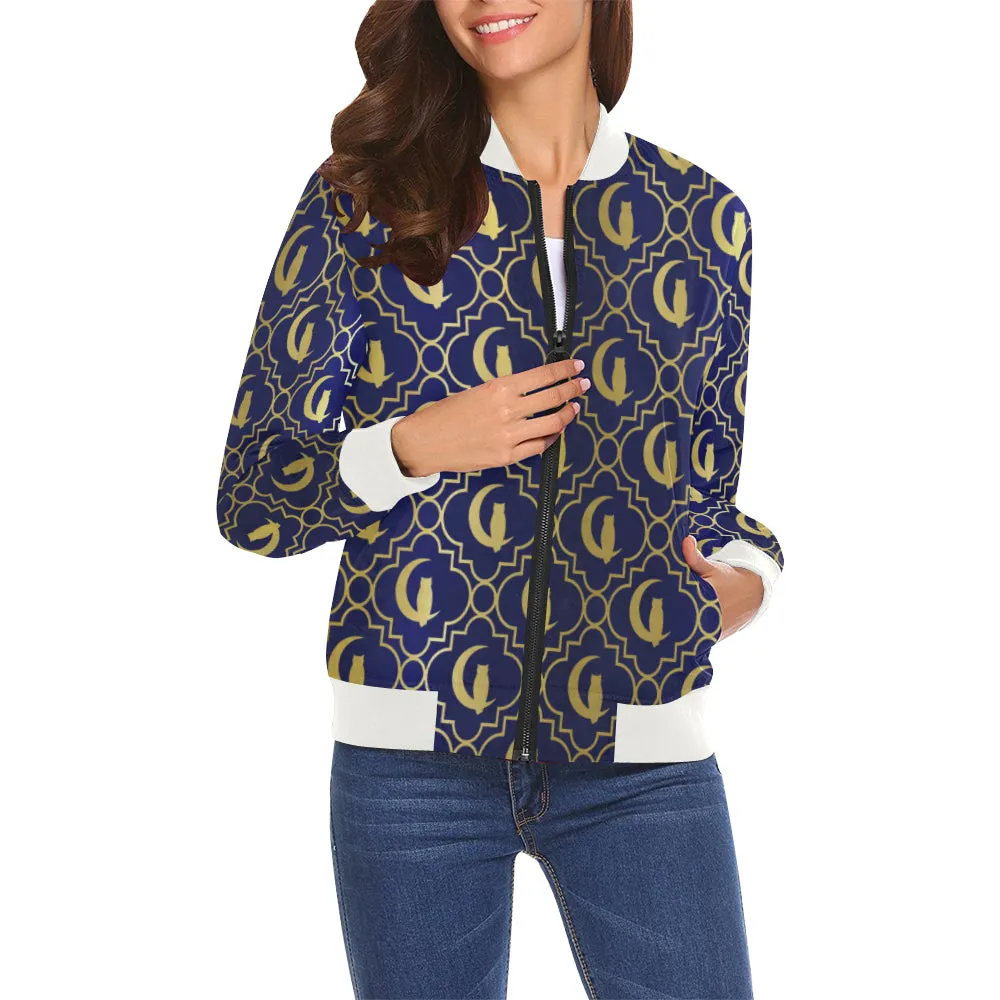 ELEGANCE OFFICIAL All Over Print Bomber Jacket for Women