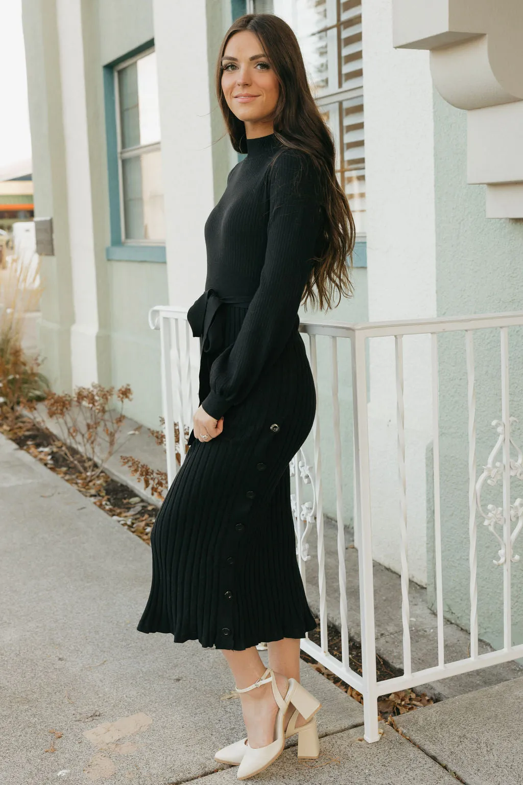 Elle Sweater Dress-Black