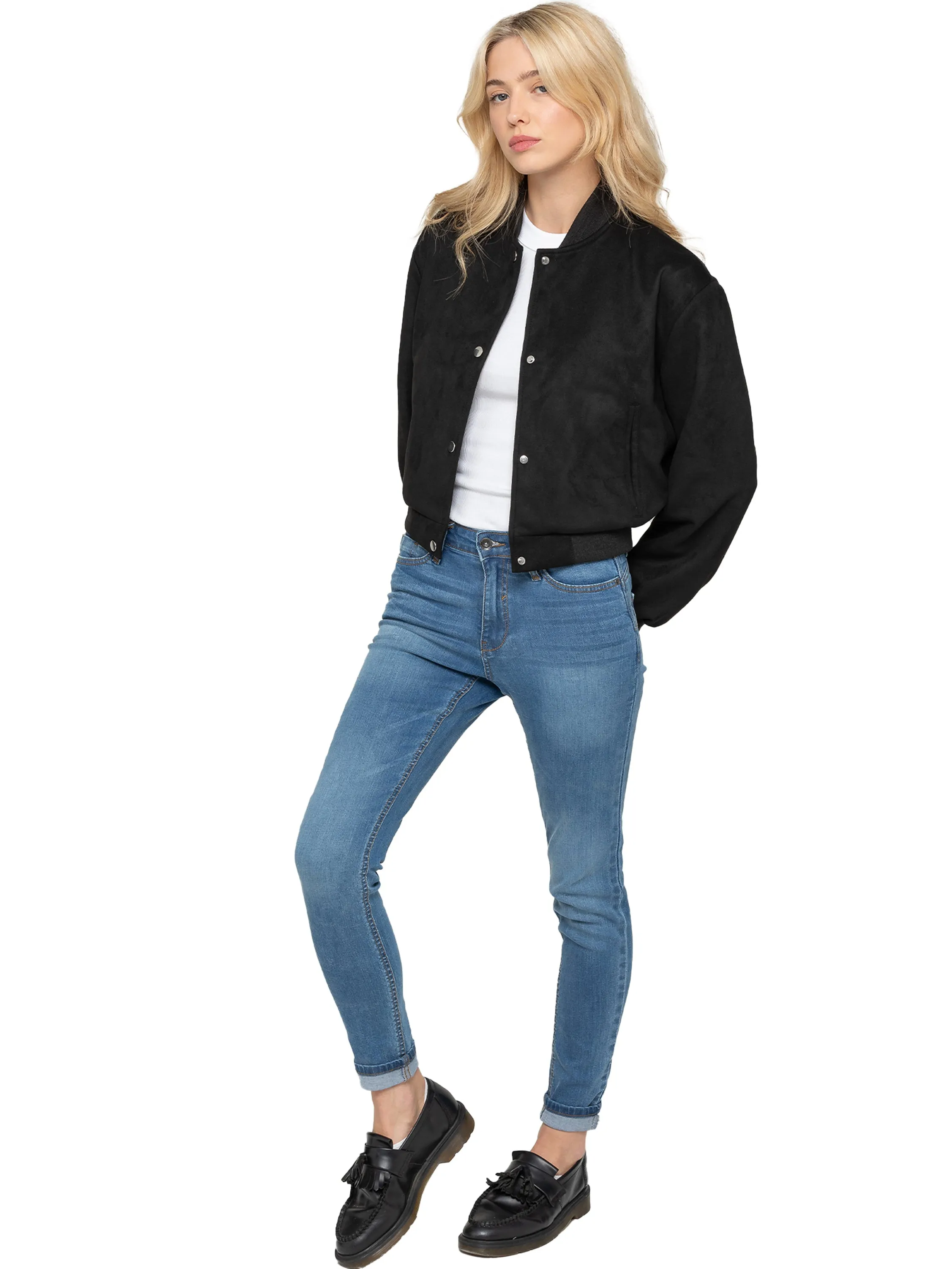 Enzo | Womens Suede Bomber Jacket