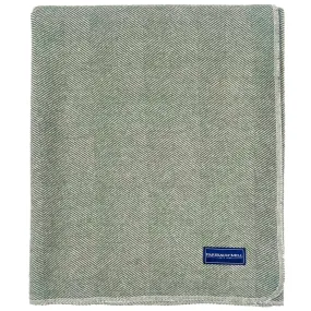 Factory Second Coastal Cottage Herringbone Wool Blanket - Sage Green