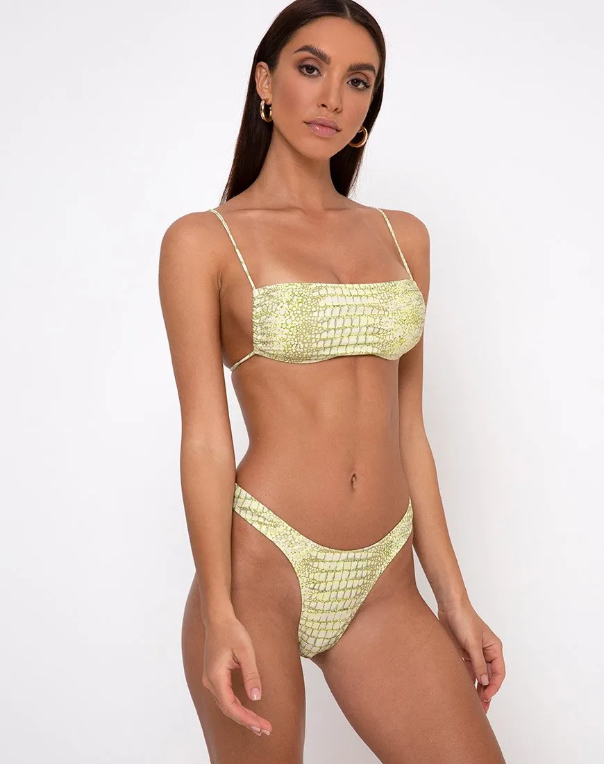 Farida Bottom Bikini in Croc Green