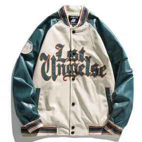 Fashion Casual Couple Varsity Jacket Unisex Coats PU Lerter Men Bomber Jacket Letter Embroidery Leather College Jacket