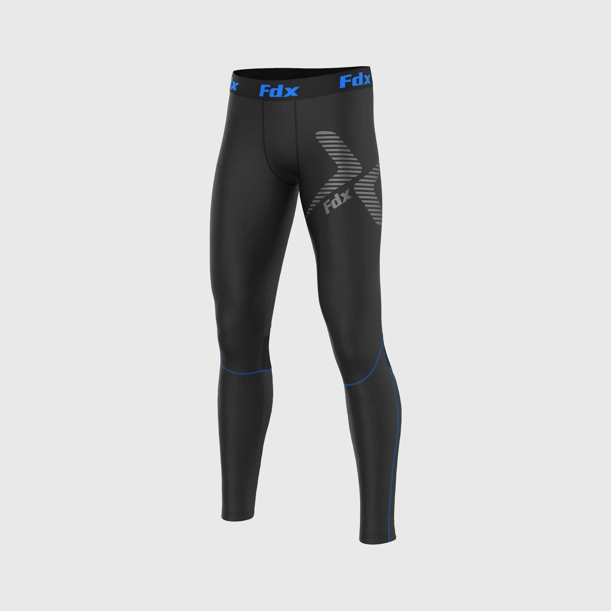 Fdx Men's & Boy's Set Recoil Blue Compression Base Layer Top & Leggings