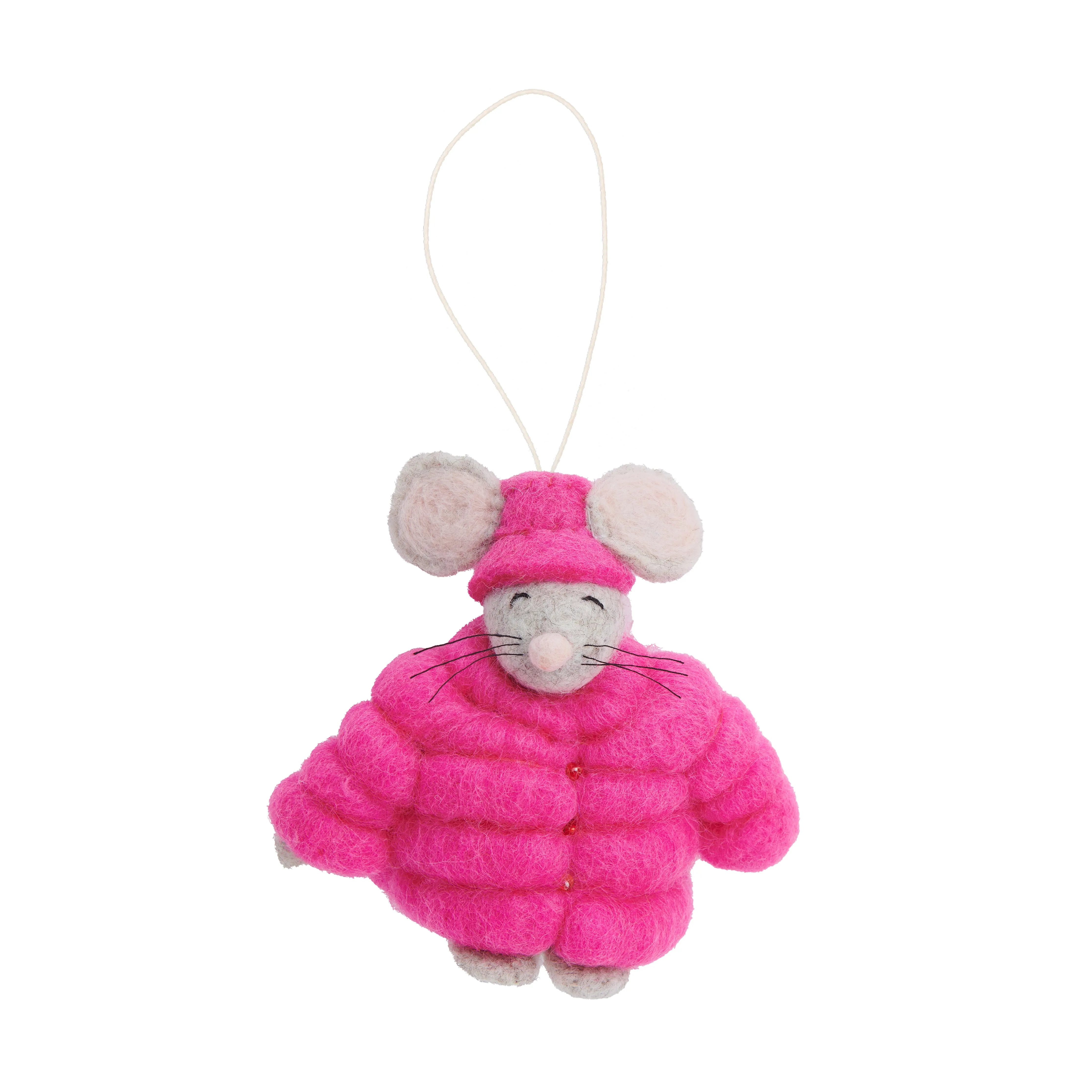 Felt Puffer Coat Mouse Ornament