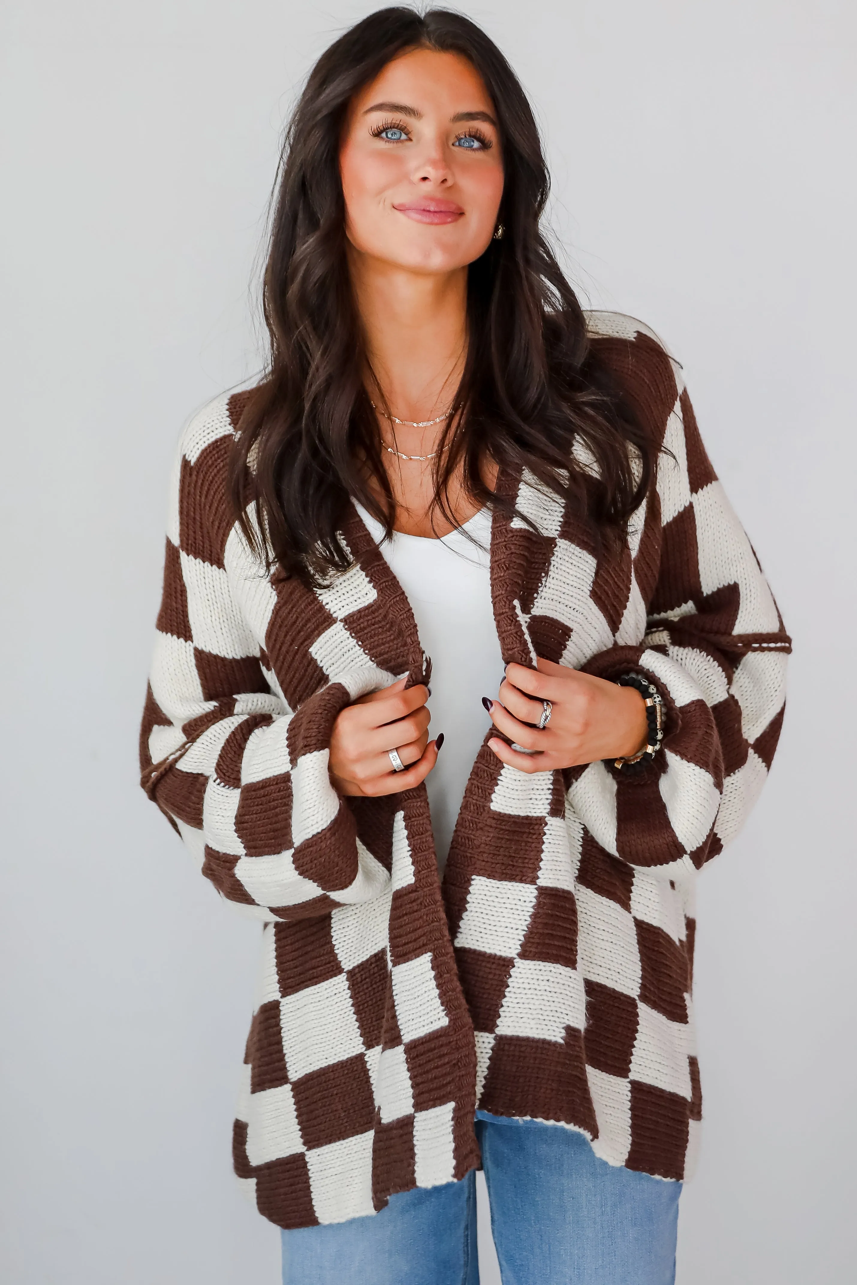 FINAL SALE - Marvelously Cozy Checkered Sweater Cardigan