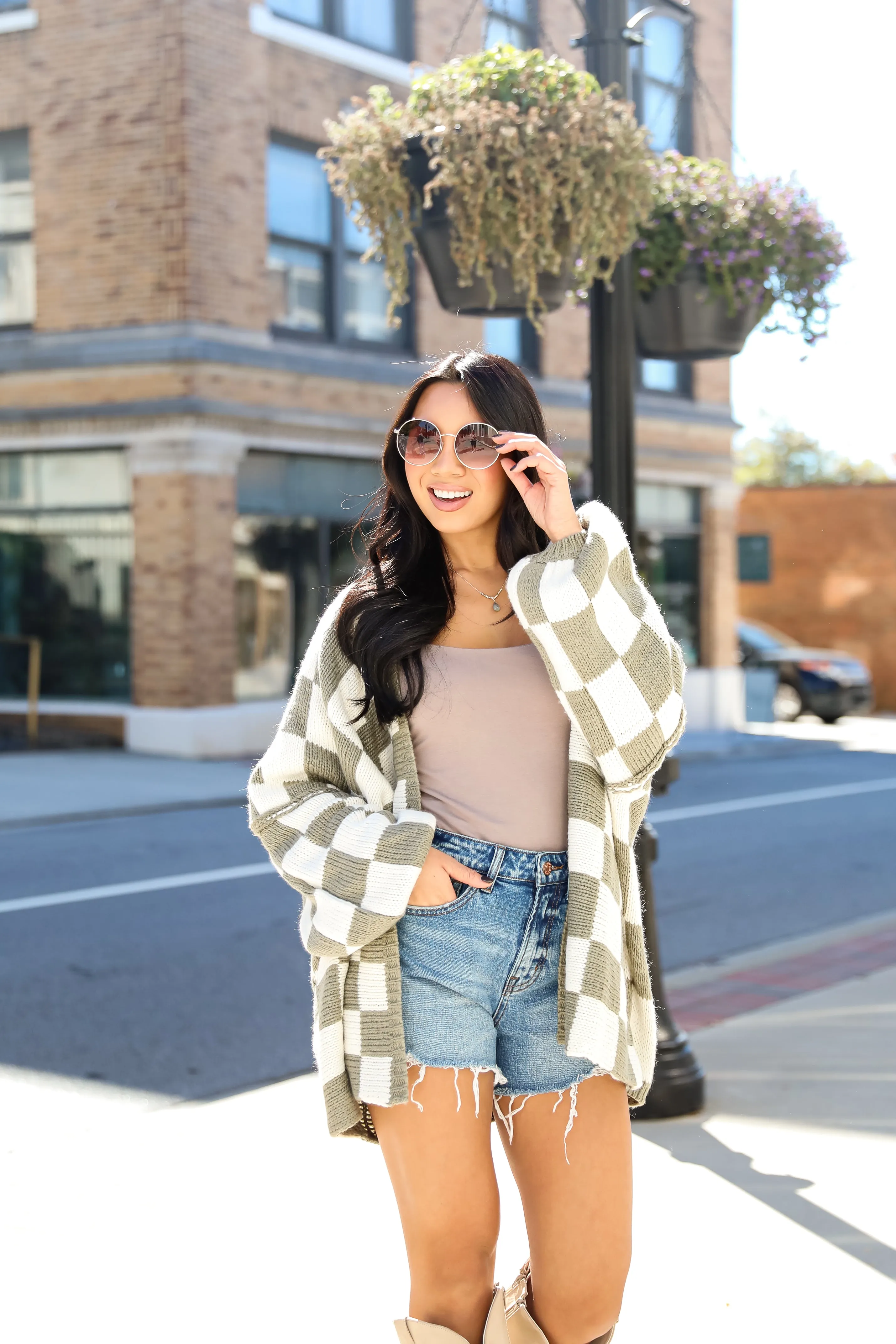 FINAL SALE - Marvelously Cozy Checkered Sweater Cardigan