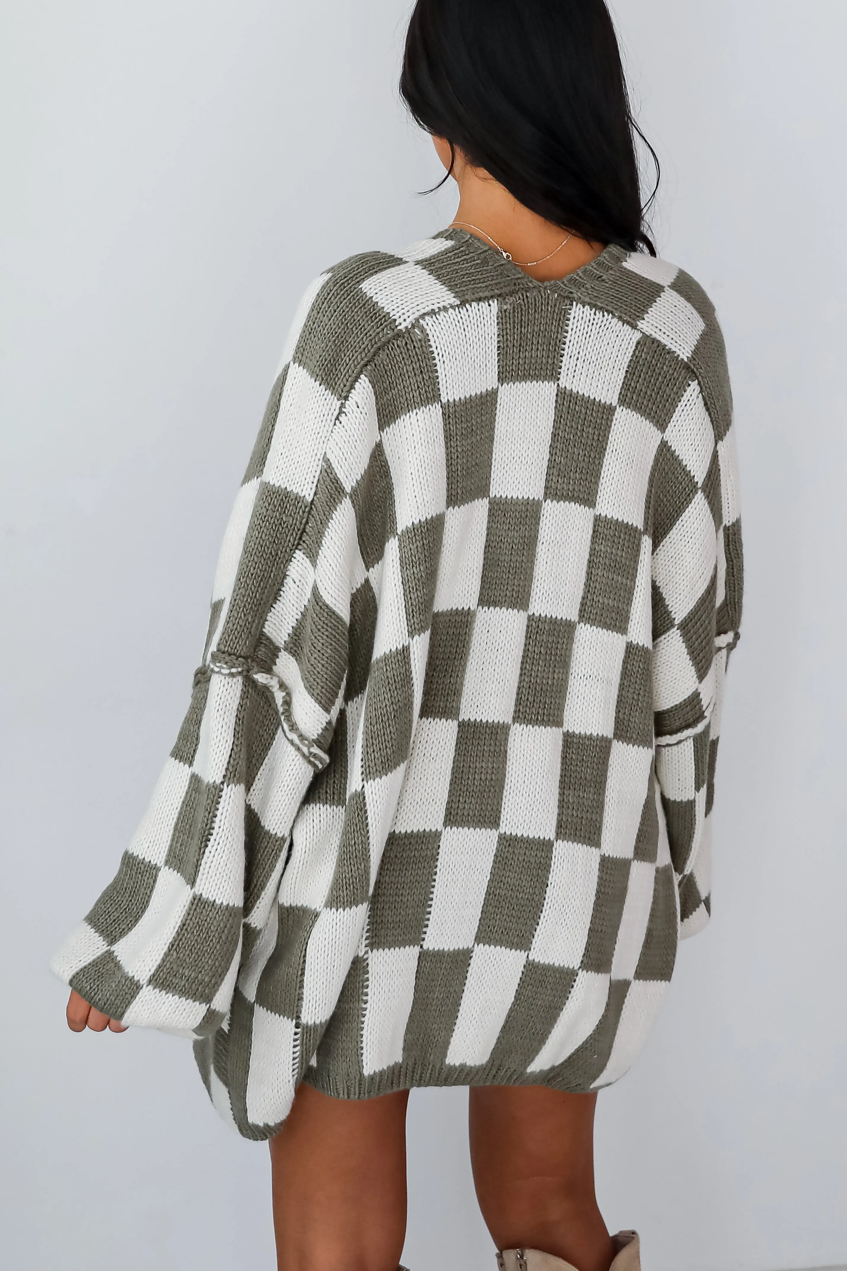 FINAL SALE - Marvelously Cozy Checkered Sweater Cardigan