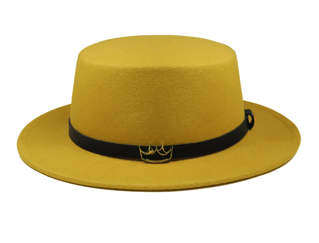 Flat Felt Fedora ( Mustard )