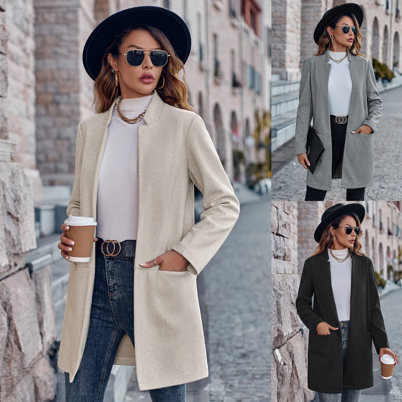 Flytonn-Fall Outfits Women Outwear Streetwear -women's outerwear women's coat Casual New Women's Fashion Stand Collar Solid Color Coat