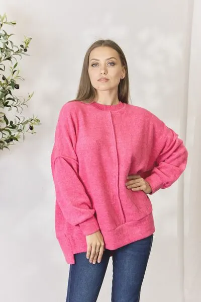 Full Size Center Seam Long Sleeve Sweatshirt