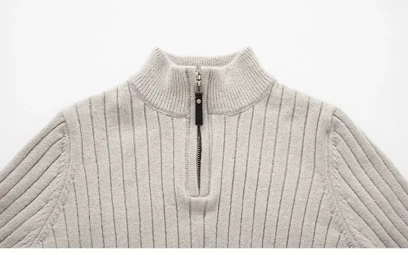 Funki Buys | Sweaters | Men's Mock Neck Vertical Stripe Pullover