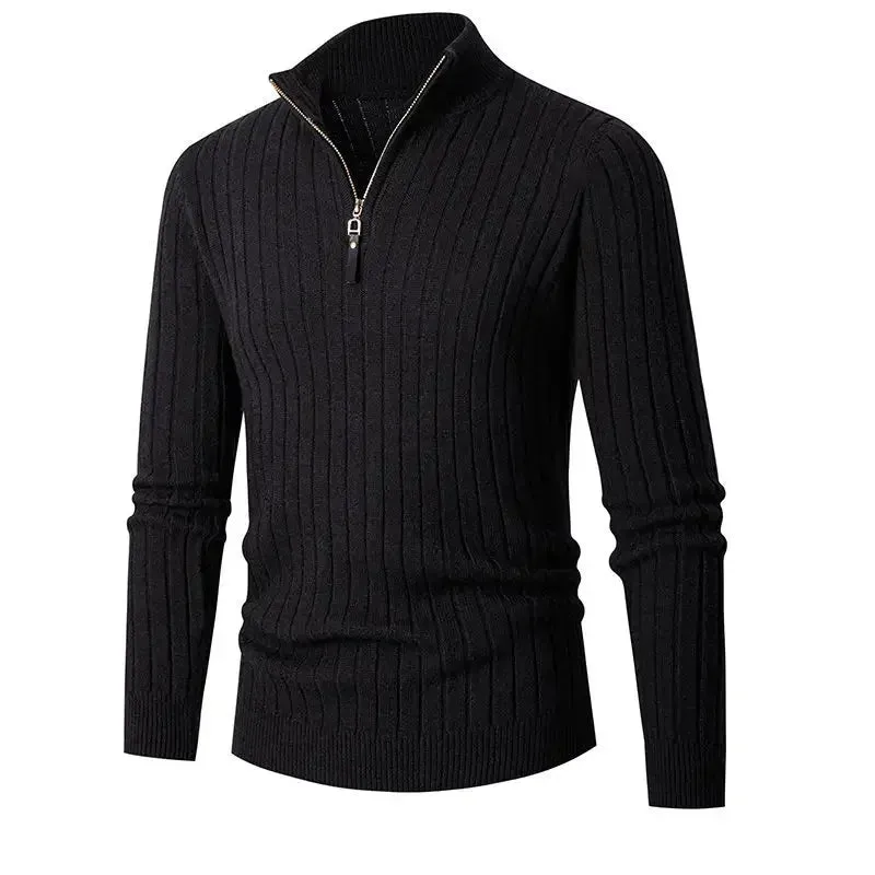 Funki Buys | Sweaters | Men's Mock Neck Vertical Stripe Pullover