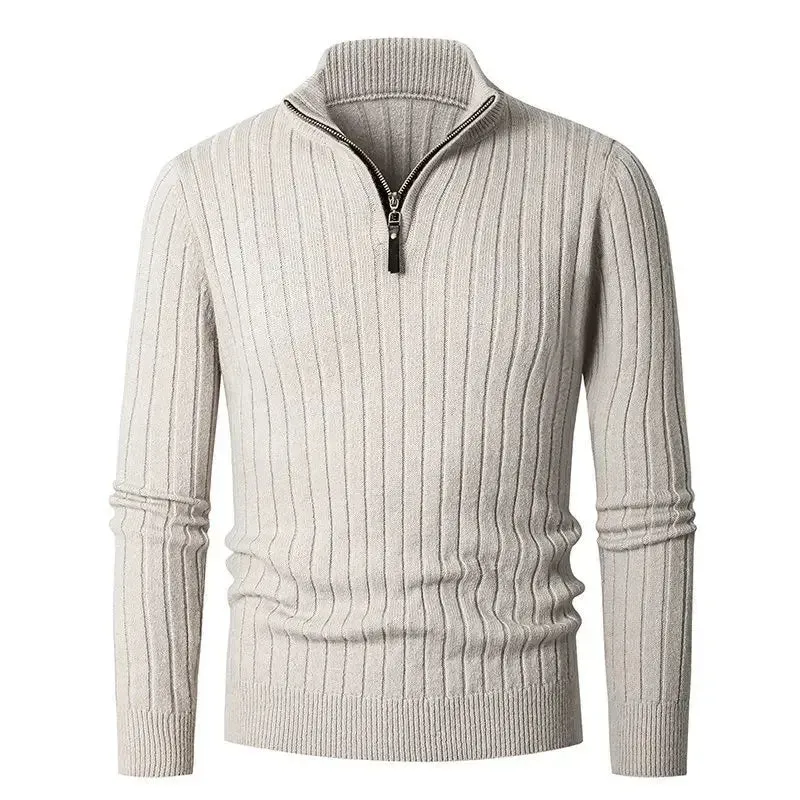 Funki Buys | Sweaters | Men's Mock Neck Vertical Stripe Pullover