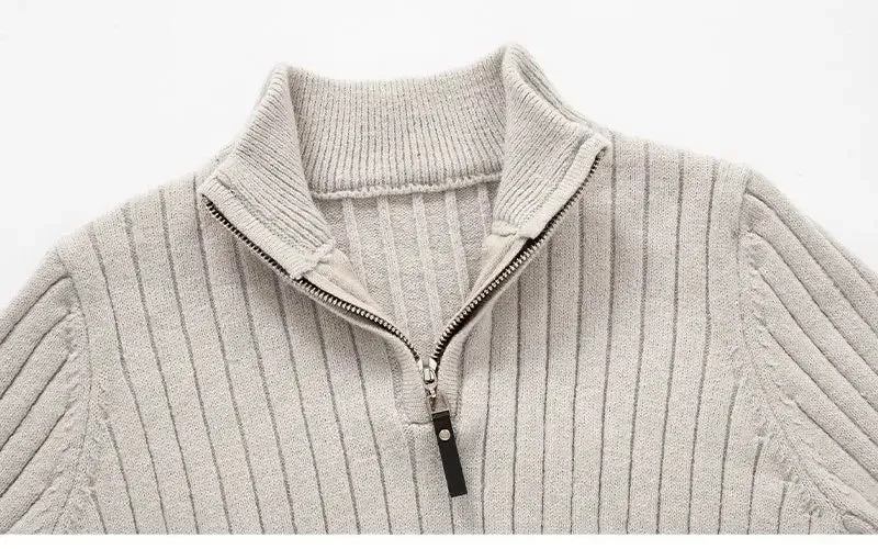 Funki Buys | Sweaters | Men's Mock Neck Vertical Stripe Pullover