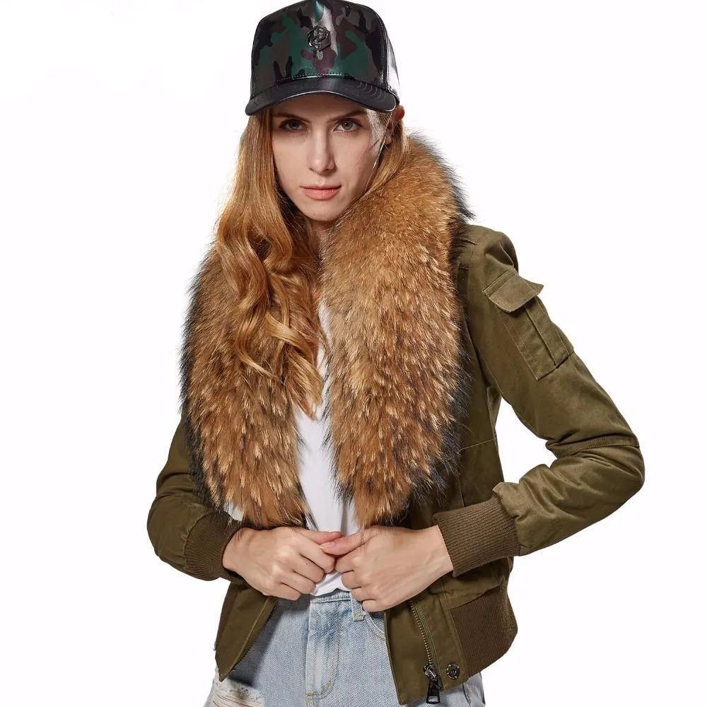 Fur Bomber Jacket - Green