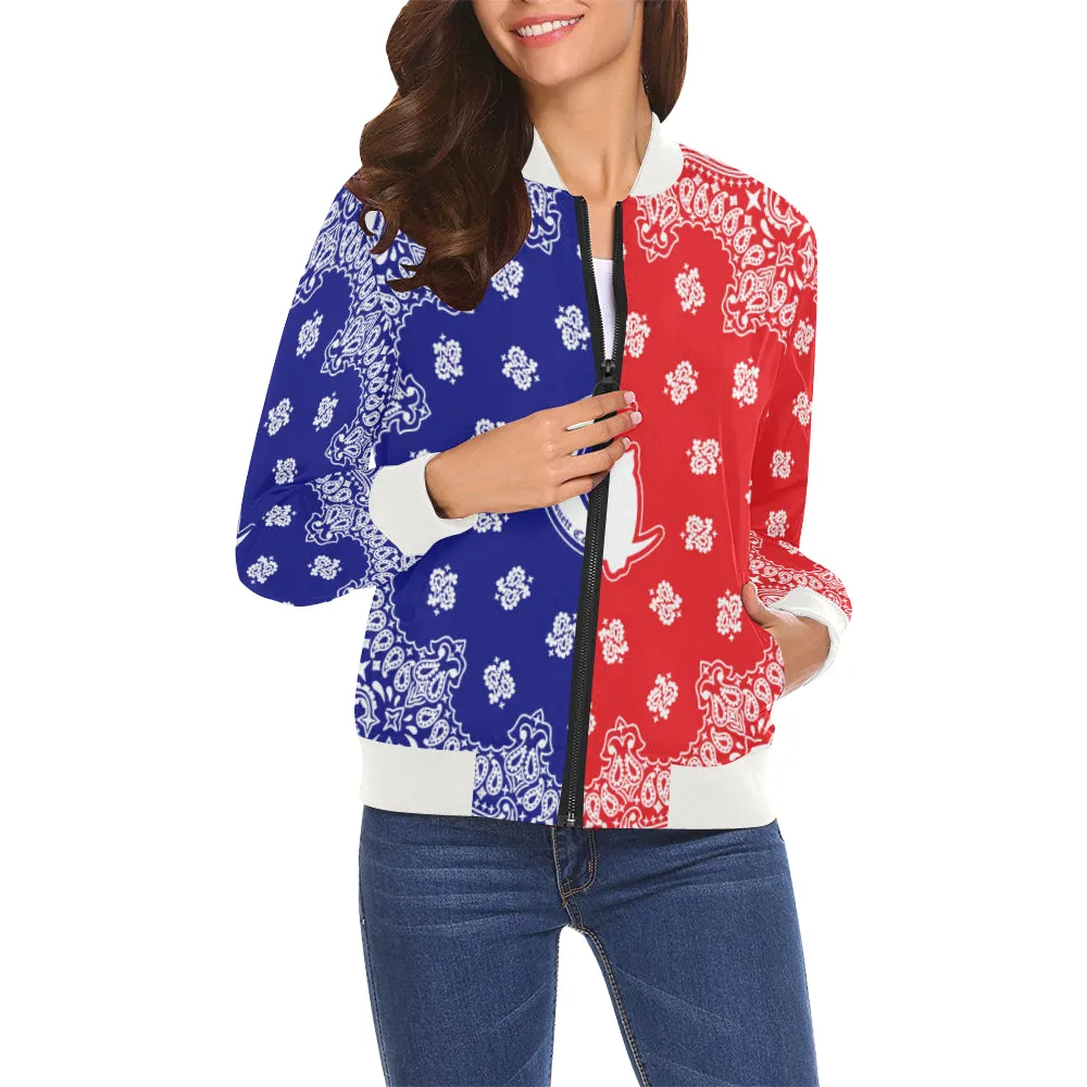 GANG UNITED All Over Print Bomber Jacket for Women (Model H19)