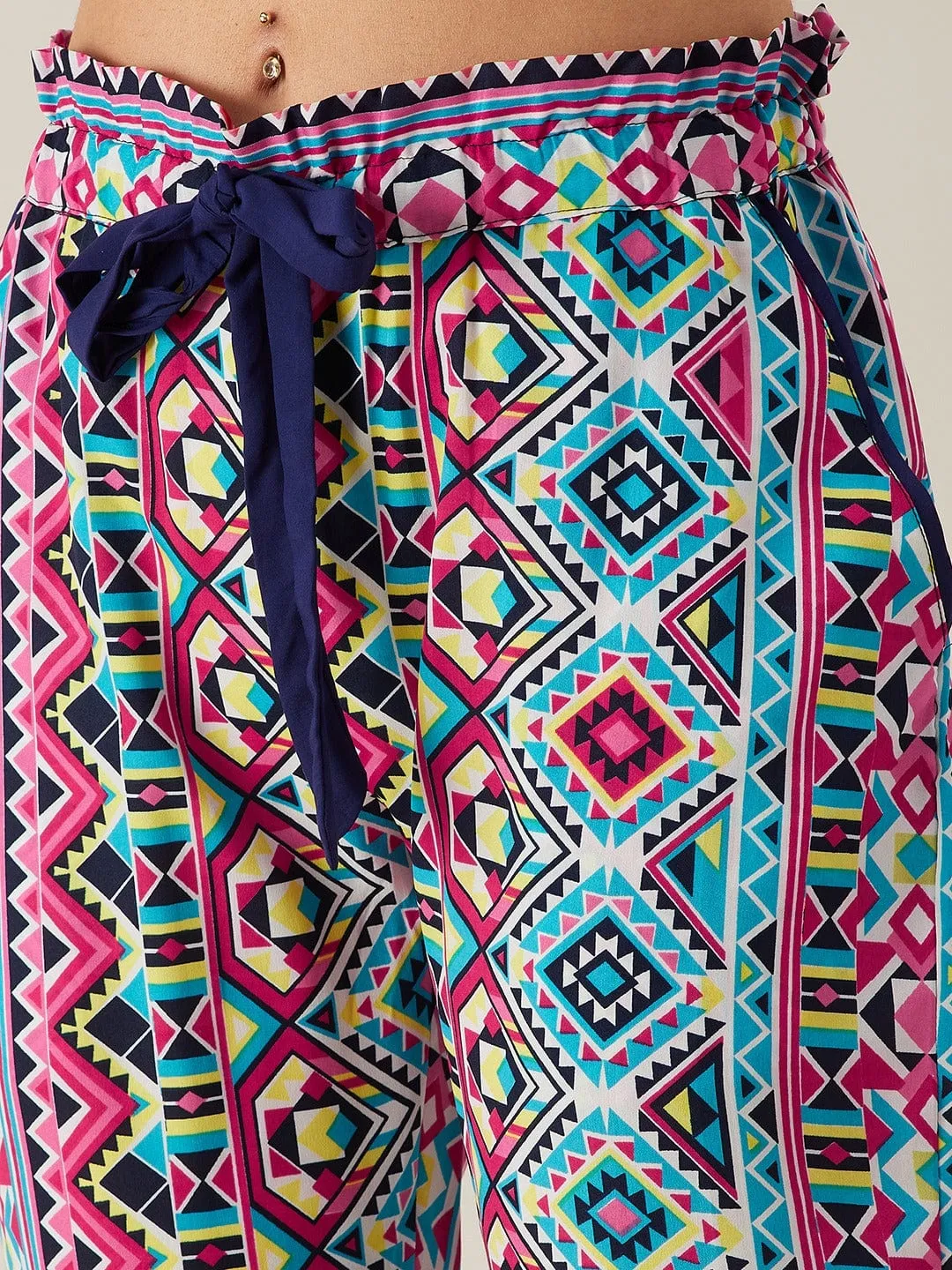 Geometric Patterned Crepe Loungepants