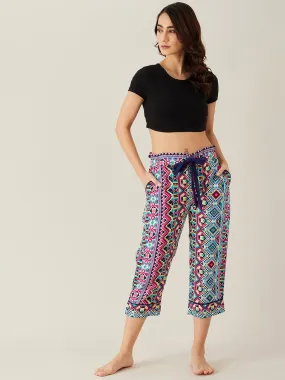 Geometric Patterned Crepe Loungepants