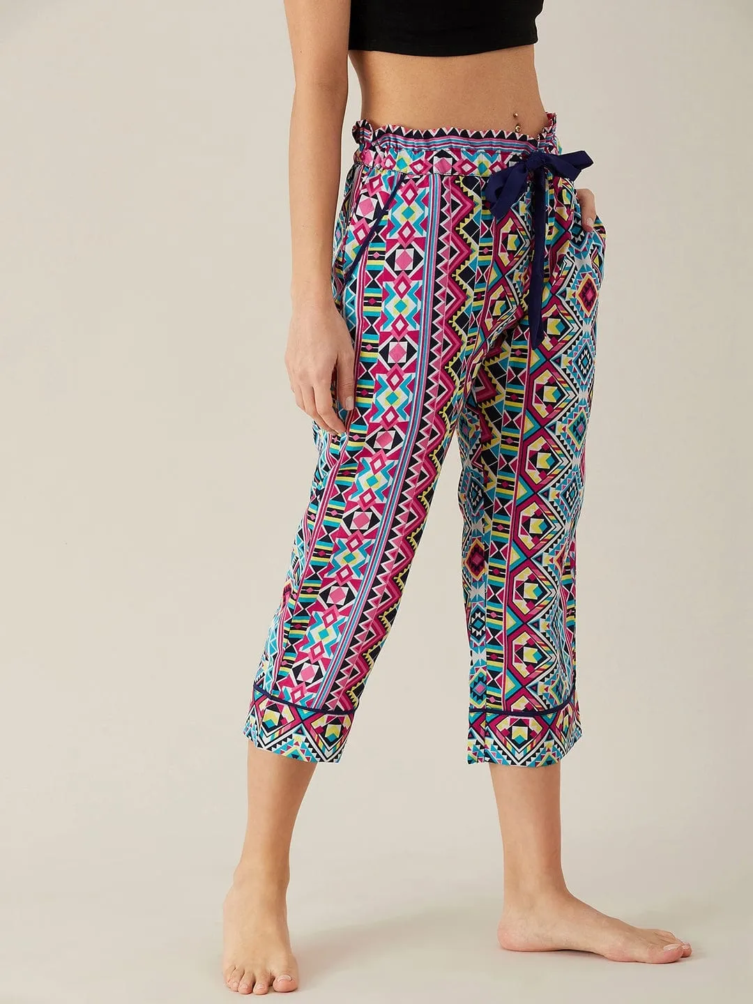 Geometric Patterned Crepe Loungepants