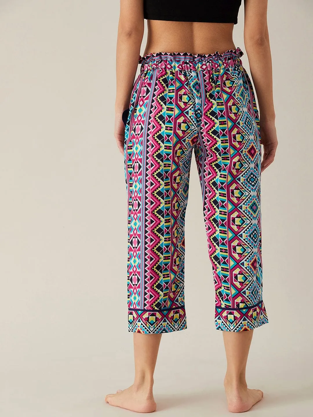 Geometric Patterned Crepe Loungepants