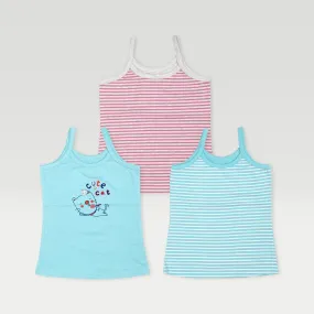 Girl Camisole, Pack of 3, Bio-wash Cotton Antibacterial Finish  (1-10 Years)