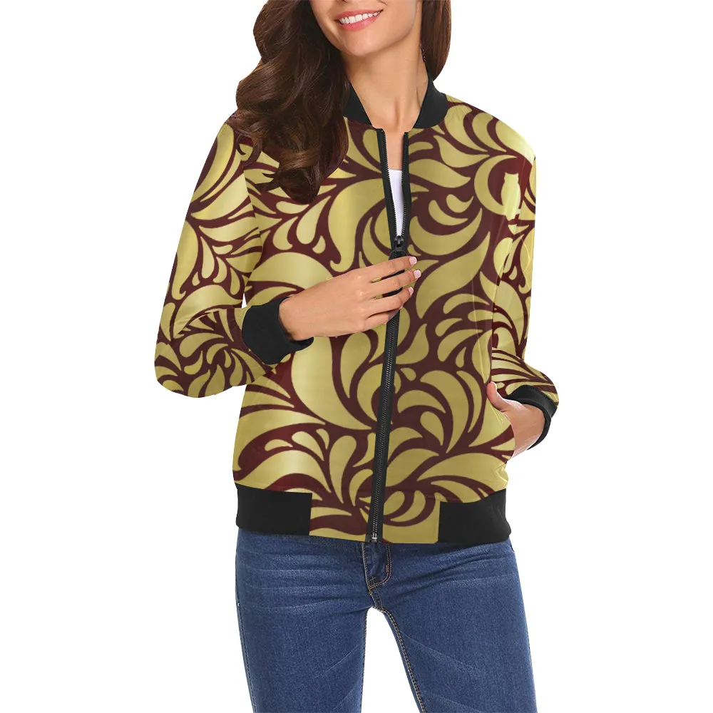 GORGIOUS LEAF BRDX All Over Print Bomber Jacket for Women