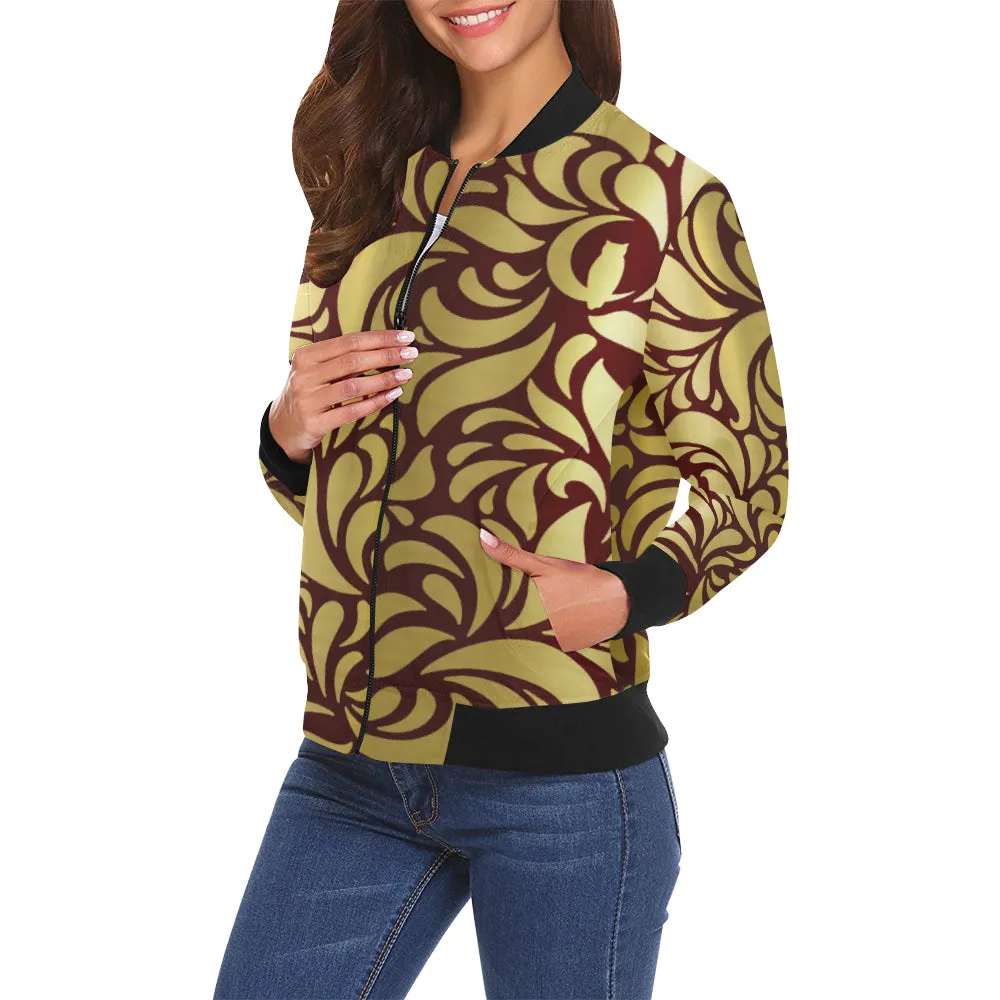 GORGIOUS LEAF BRDX All Over Print Bomber Jacket for Women