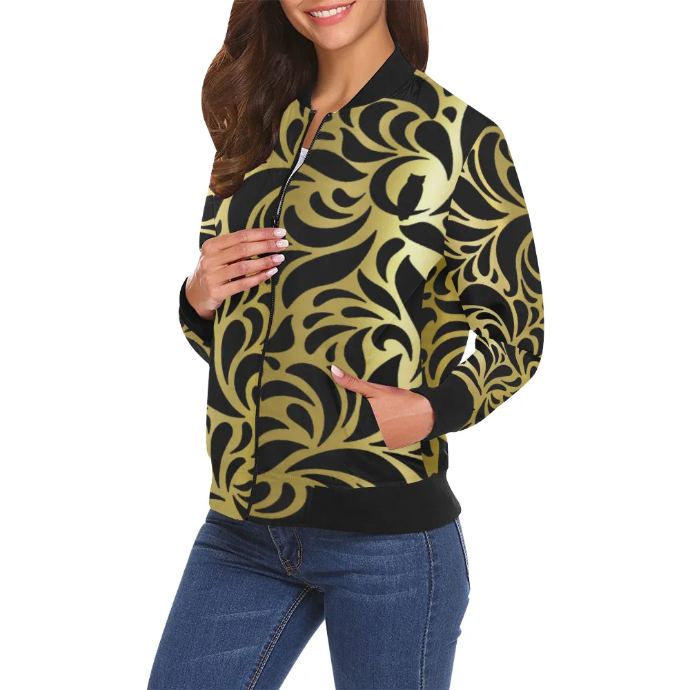 GORGIOUS LEAF GBLCC All Over Print Bomber Jacket for Women