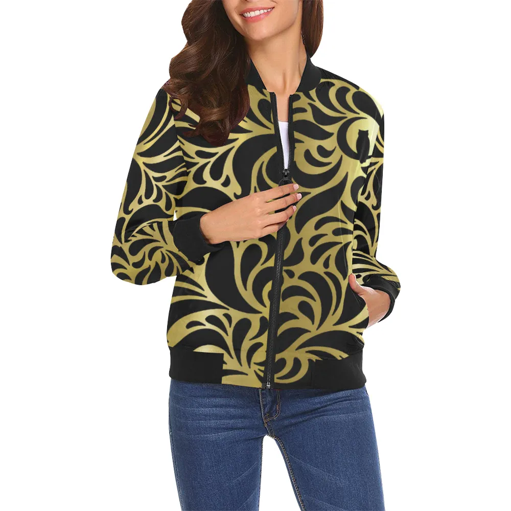 GORGIOUS LEAF GBLCC All Over Print Bomber Jacket for Women