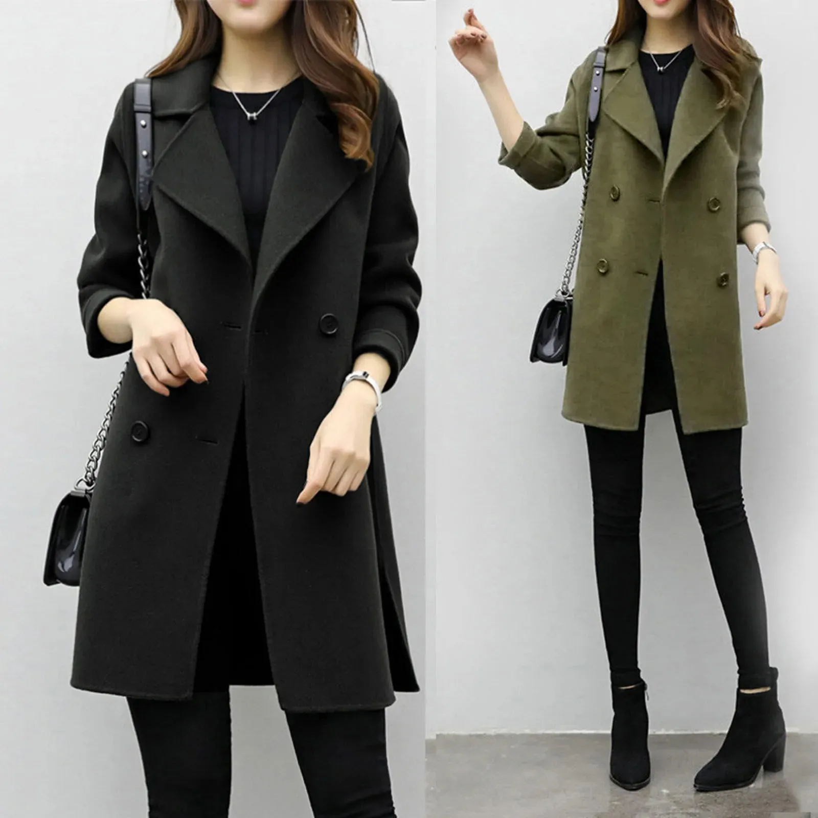 Green Long Casual Winter Jacket Women