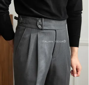 Grey Wool Signature Buttoned Gurkha Pants by Italian Vega® (Winter Edition)