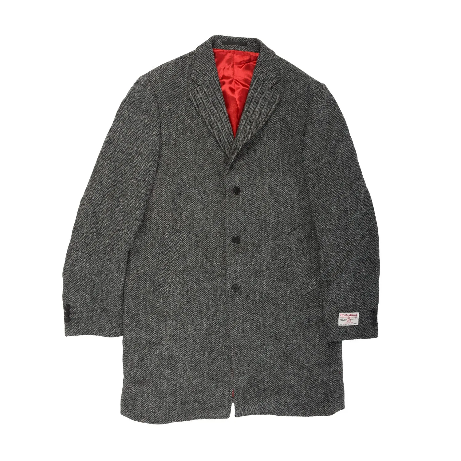 Harris Tweed Men's Wool Coat - Cameron Grey Herringbone