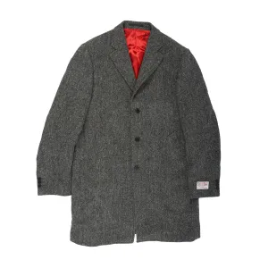 Harris Tweed Men's Wool Coat - Cameron Grey Herringbone