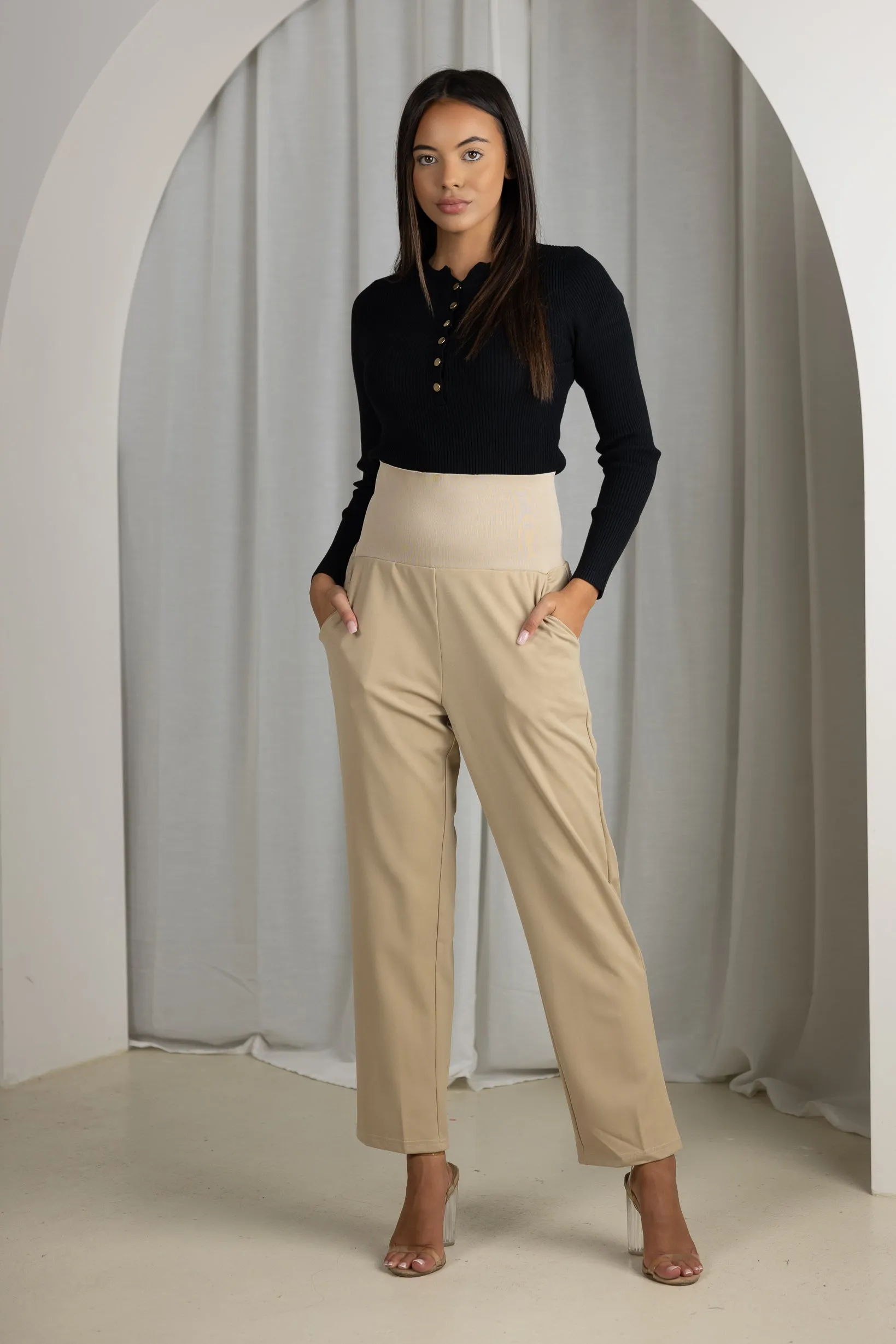 High Waist Straight Leg Pants