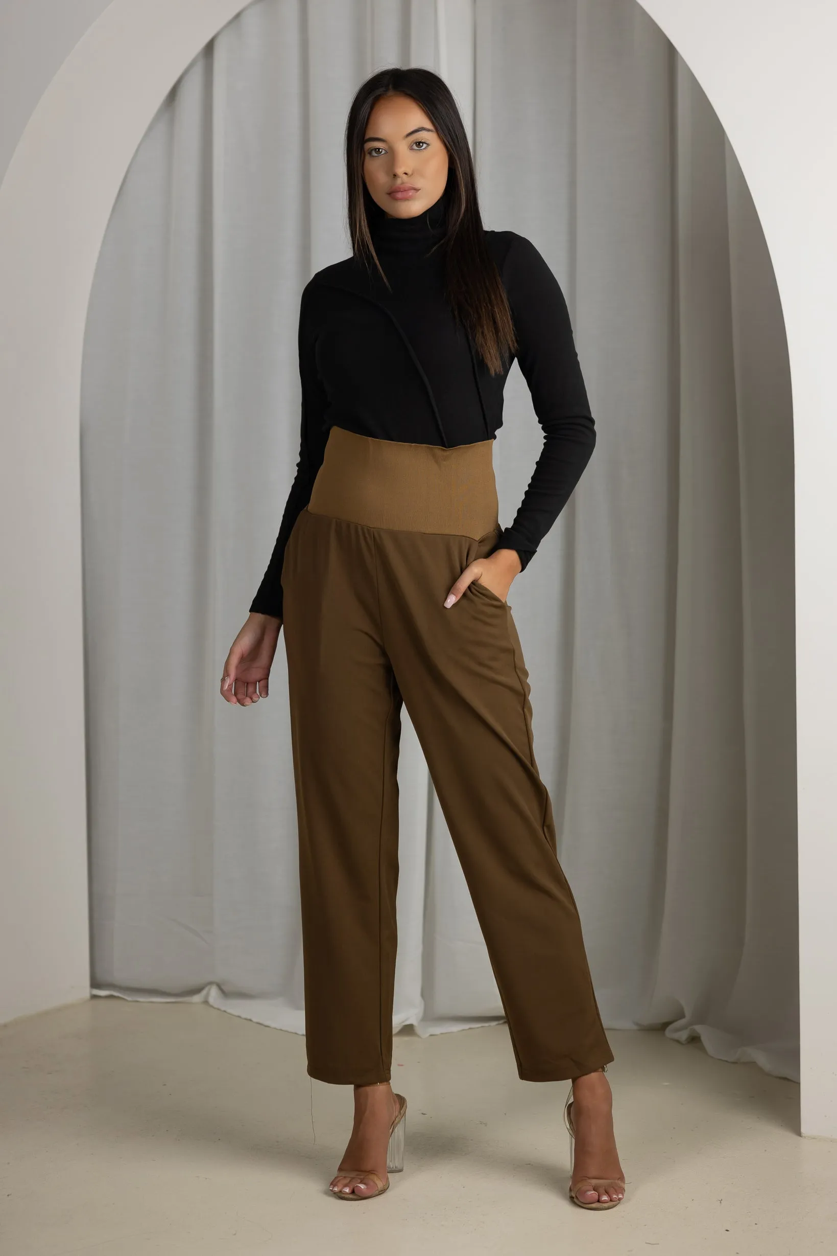 High Waist Straight Leg Pants