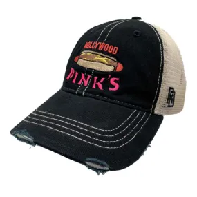 Hollywood Pink's Hot Dogs Retro Brand Vintage Distressed Mesh Snapback Hat Cap