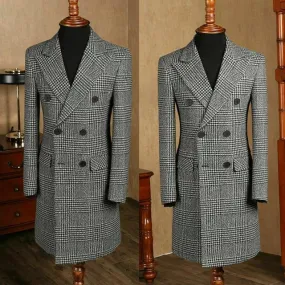 Houndstooth Winter Coat For Men