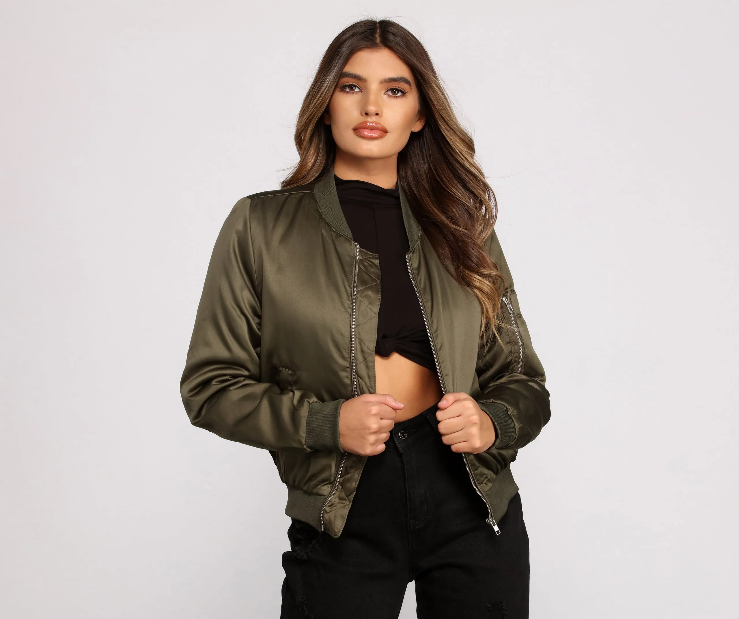 How I Roll Satin Bomber Jacket