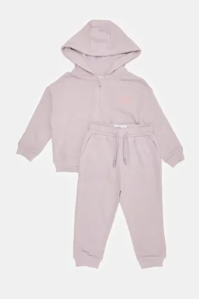 Infant Girls Mauve Embroidered Jogger Set (2 Piece)