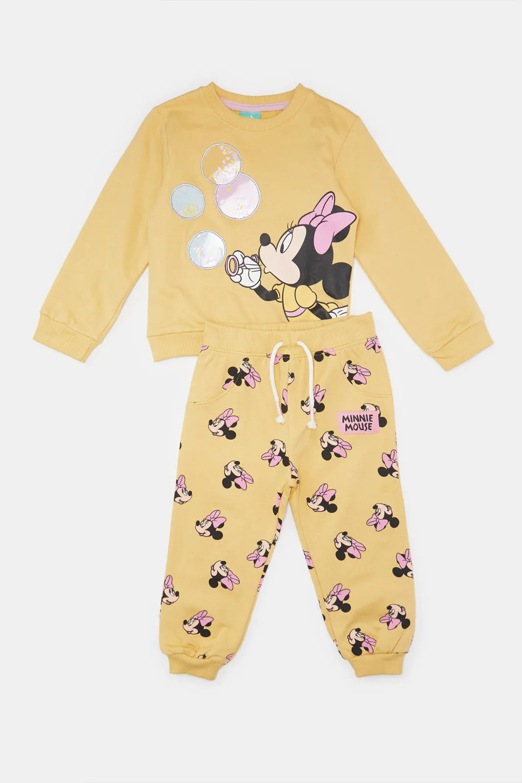 Infant Girls Mustard Minnie Mouse Jogger Set (2 Piece)