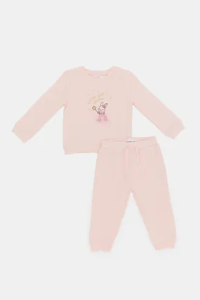 Infant Girls Pink Embellished Jog Set (2 Piece)