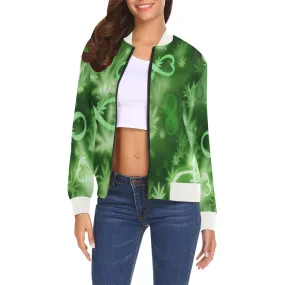 INFINITY GREEN COSMOS All Over Print Bomber Jacket for Women