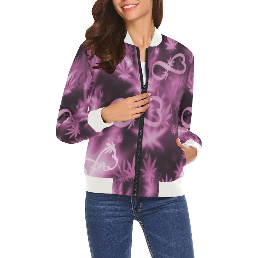 INFINITY PURPLE COSMOS All Over Print Bomber Jacket for Women