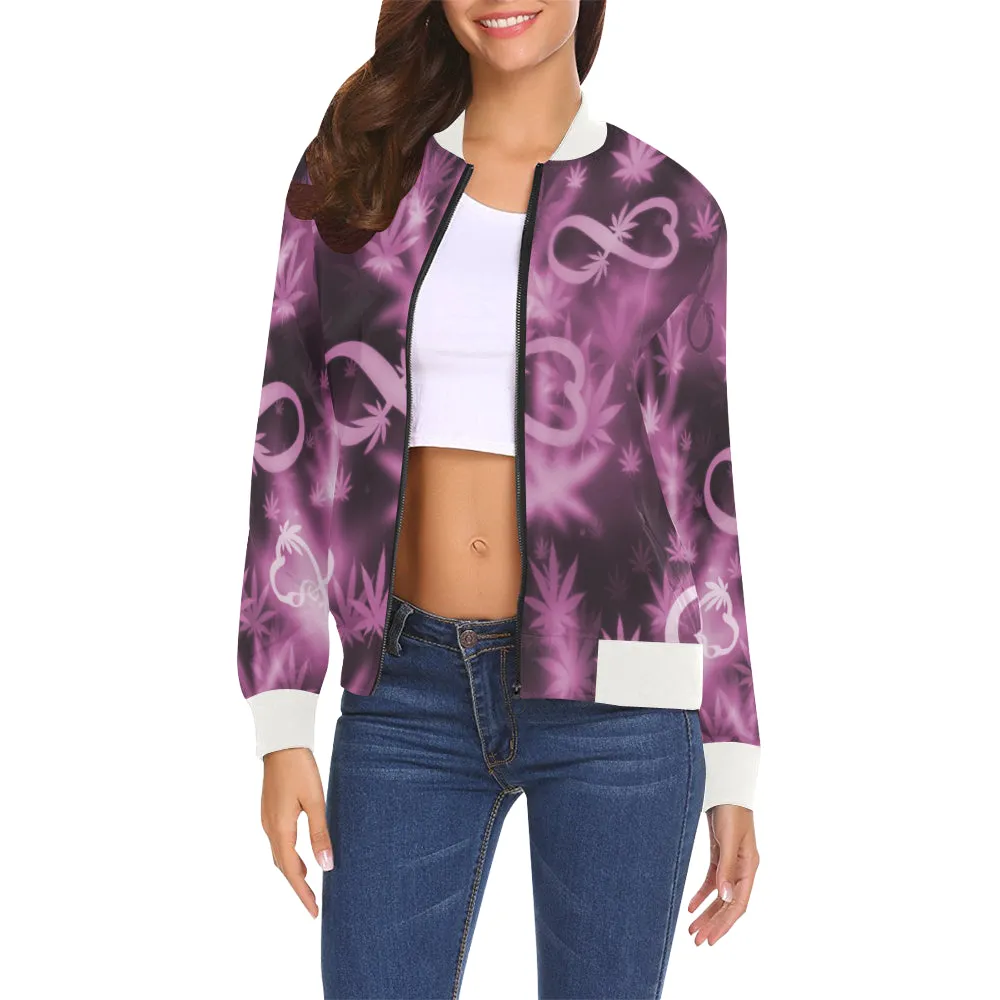 INFINITY PURPLE COSMOS All Over Print Bomber Jacket for Women